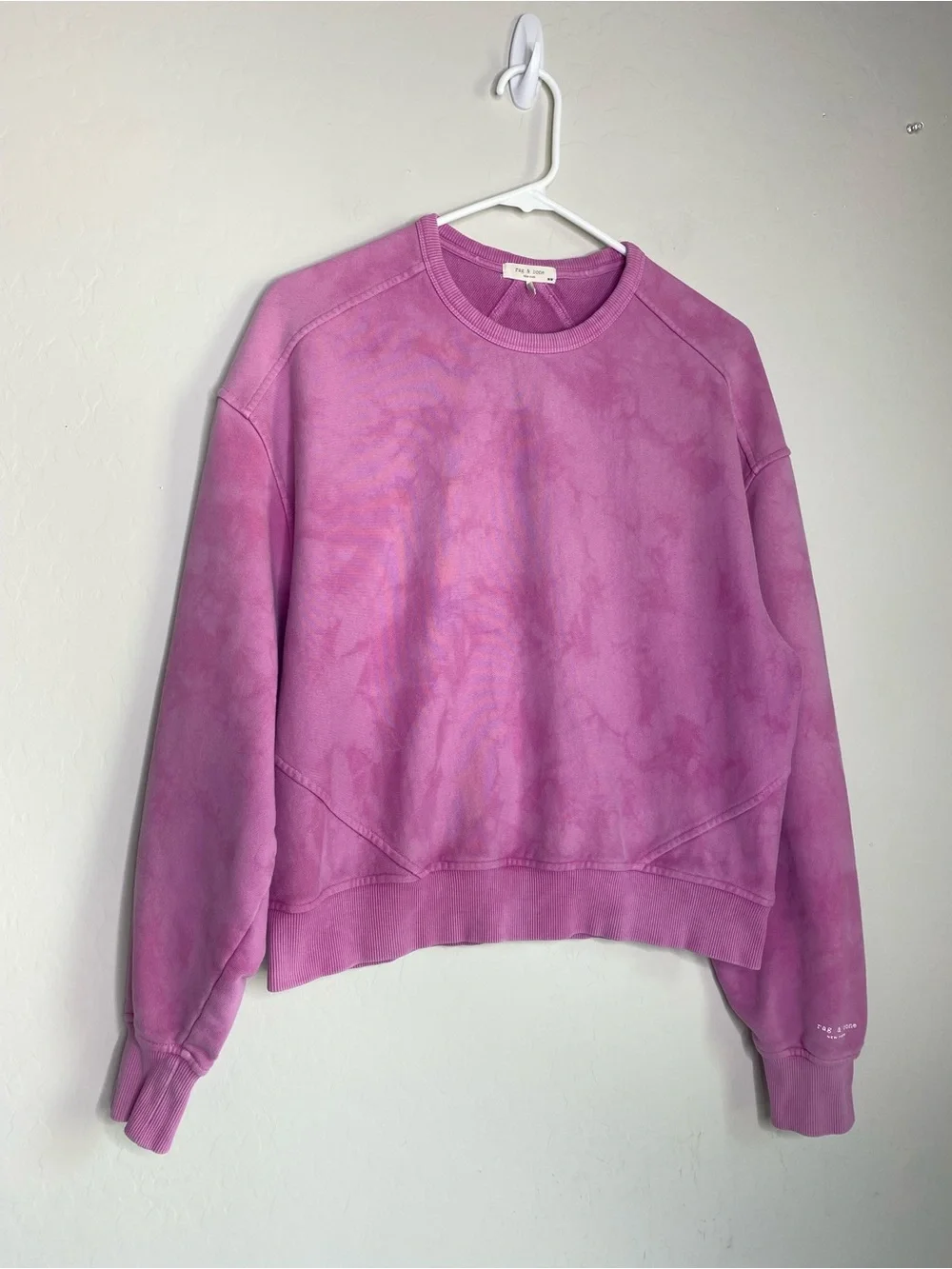 Rag & Bone City Tie Dye Terry Sweatshirt in Fuchsia Size M